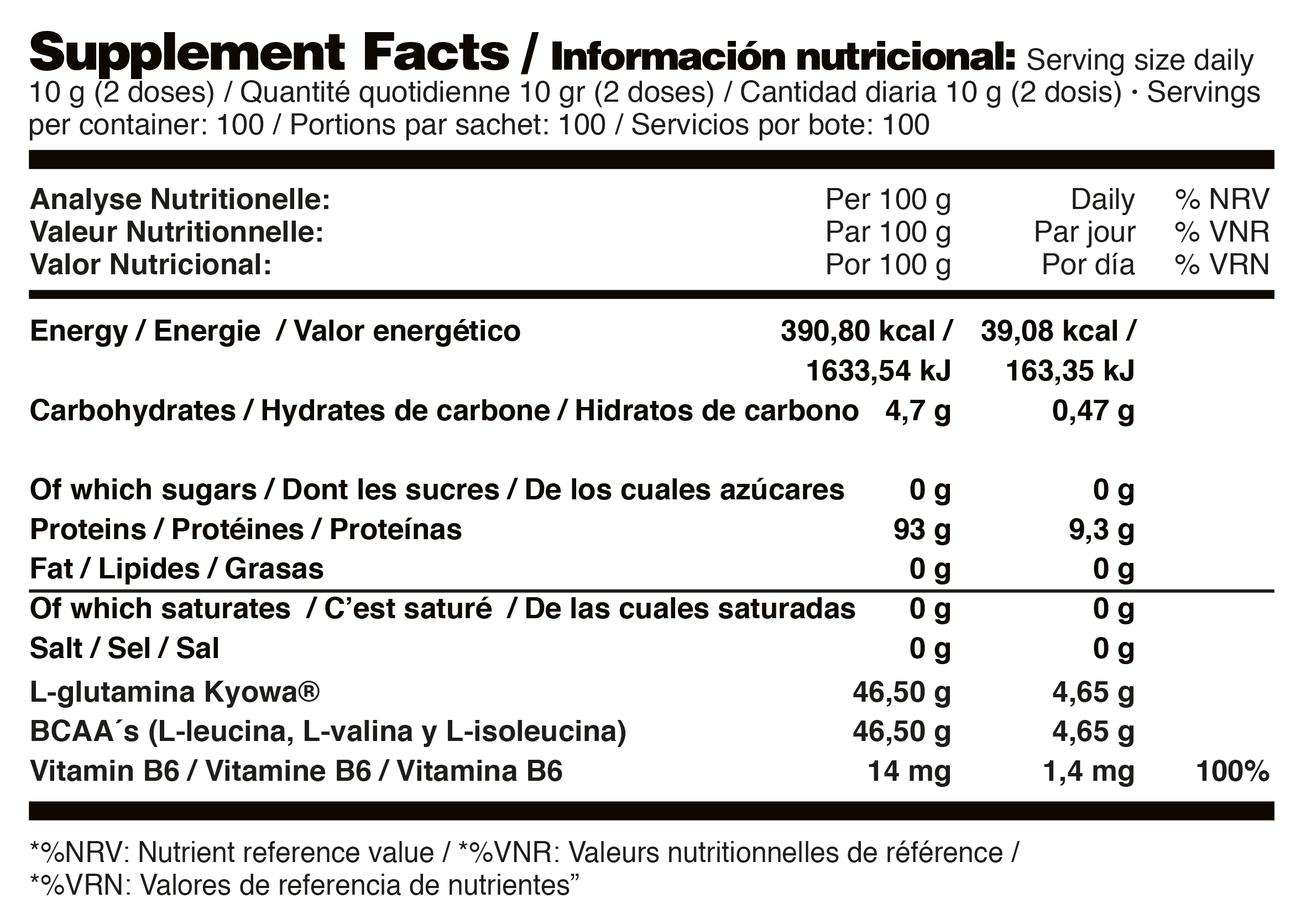 Supplement Facts BCAA + Glutamina Power - 1kg
